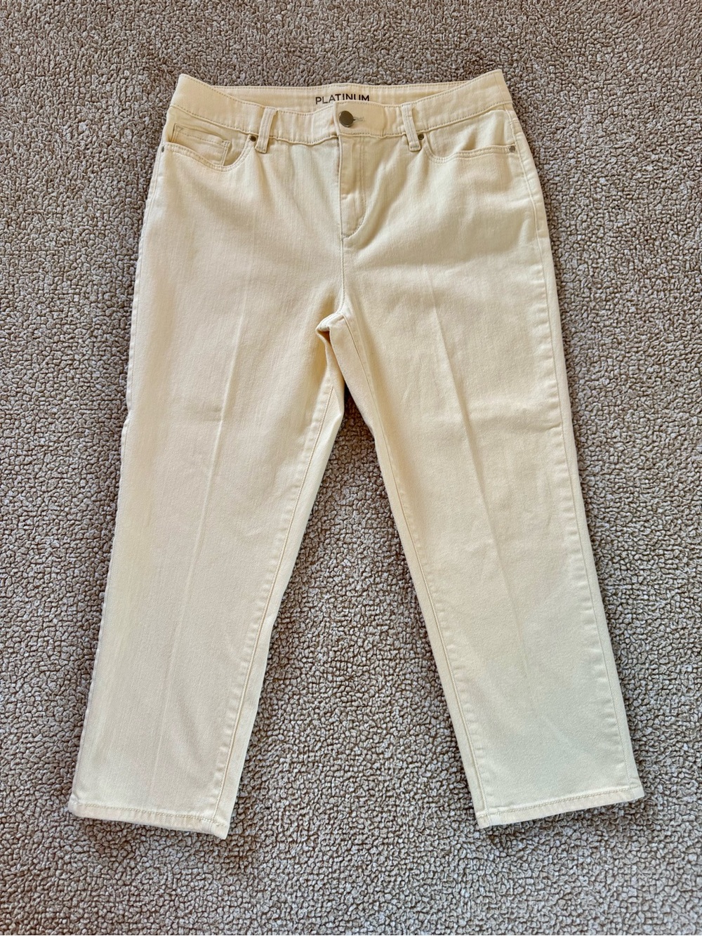 Chico’s Platinum Yellow Crop Jeans Women’s Stretch Straight Leg